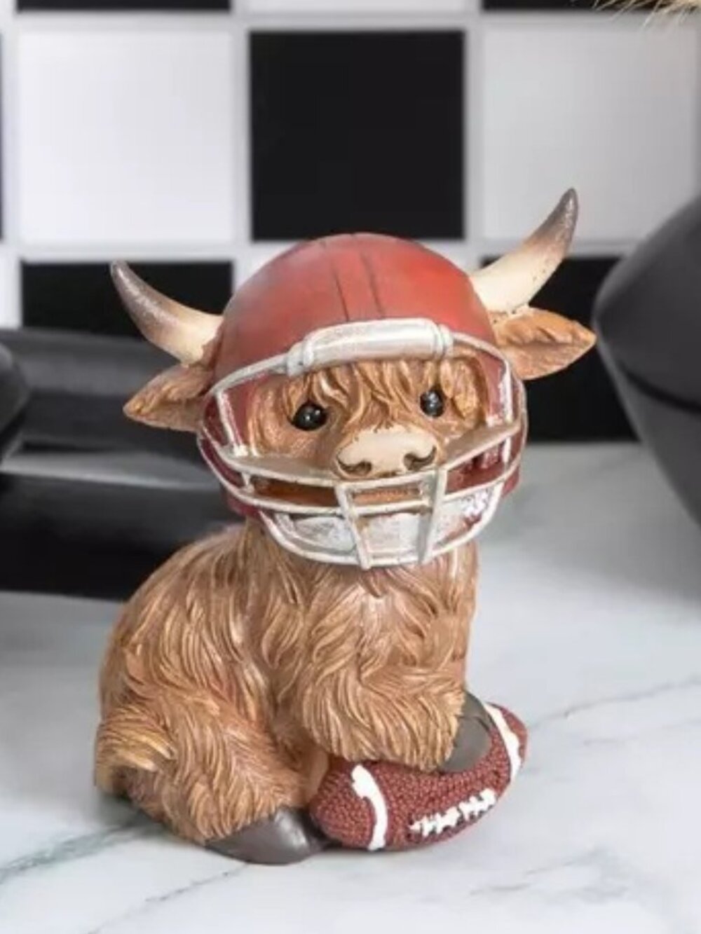 Highland Cow in Red Football Helmet 4" Figure Robert Stanley Football Classics